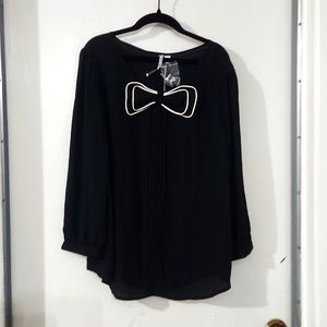 Lauren Conrad Black Bow Blouse